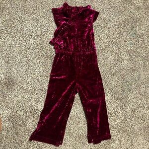Maroon Velvet Jumpsuit